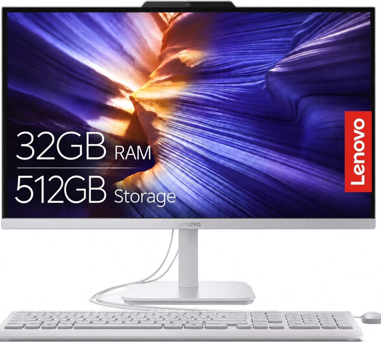 Lenovo 24" FHD All-in-One Desktop, 32GB RAM, 512GB SSD, Intel 4-Core