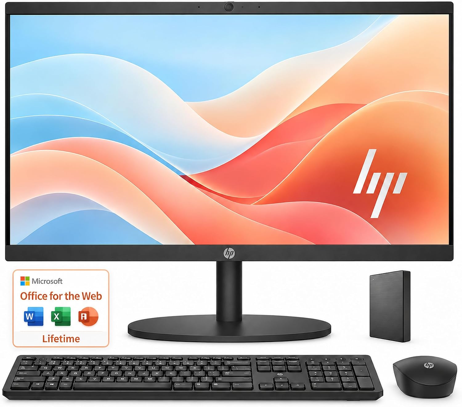 HP 22" FHD All-in-One Desktop Computer • 16GB DDR5 RAM • 512GB External and 128GB UFS Storage • The New Version for Everyday Efficency • Intel Processor N200 • Office 365 for the Web • Black