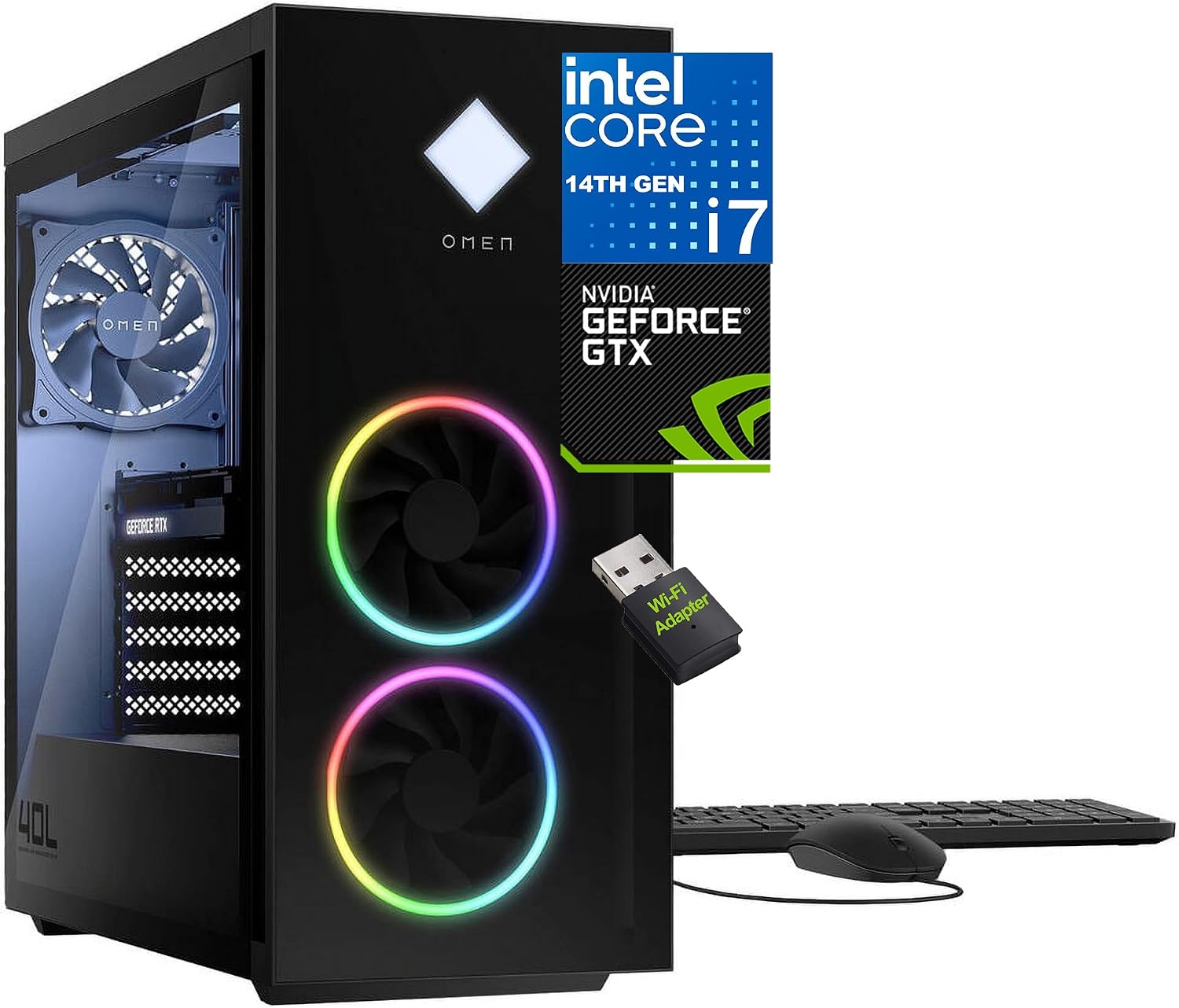 HP OMEN 40L Gaming Desktop 2026, Intel 20-Core i7-14700F, 512GB PCIE SSD