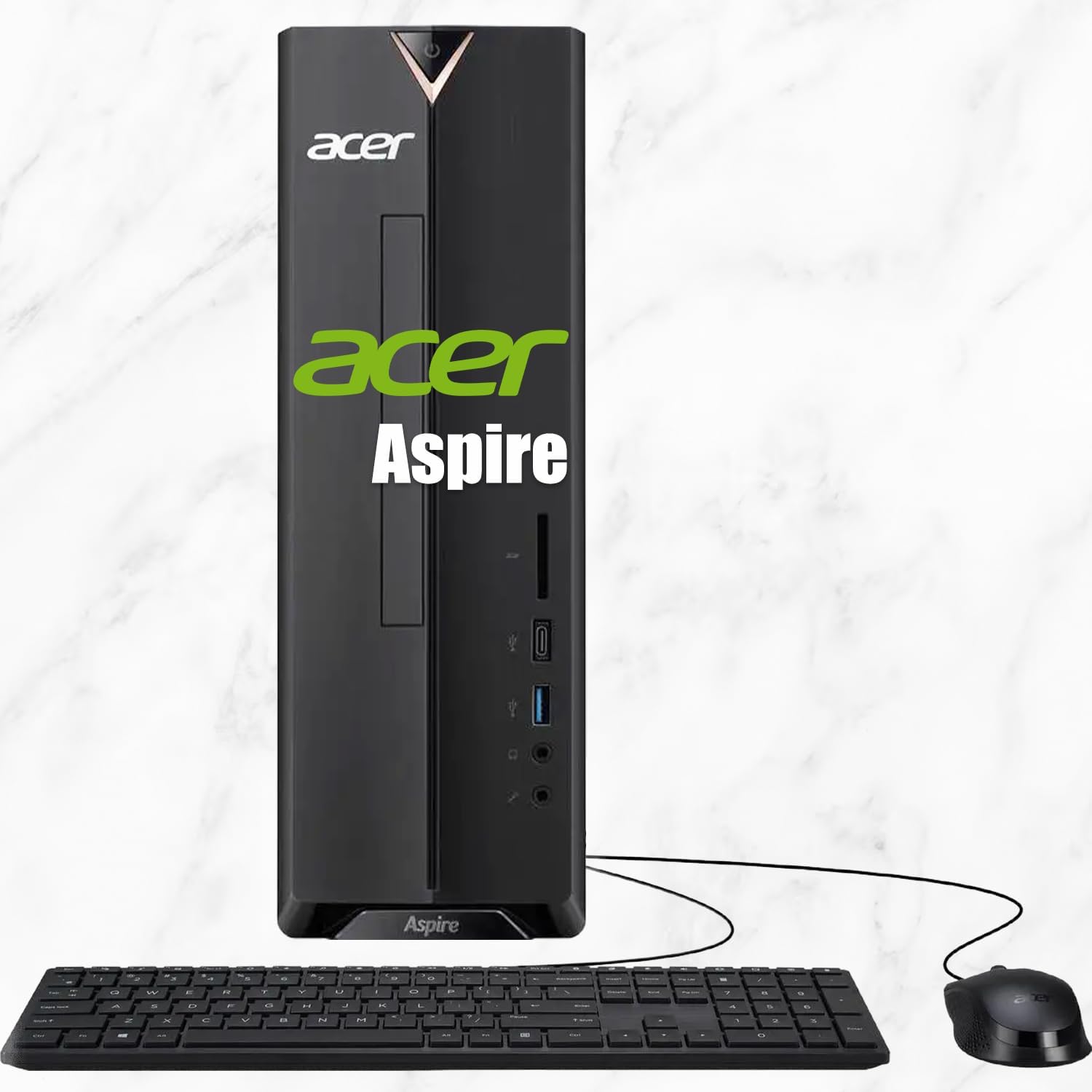 Acer Aspire SFF 8L Desktop Computer | Intel Multi-Core CPU | 16GB RAM, 512GB PCIe SSD | Office 365 for The Web | RJ45, WiFi 6E | HDMI + VGA, Intel UHD Graphic | Windows 11, Wired Keyboard & Mouse