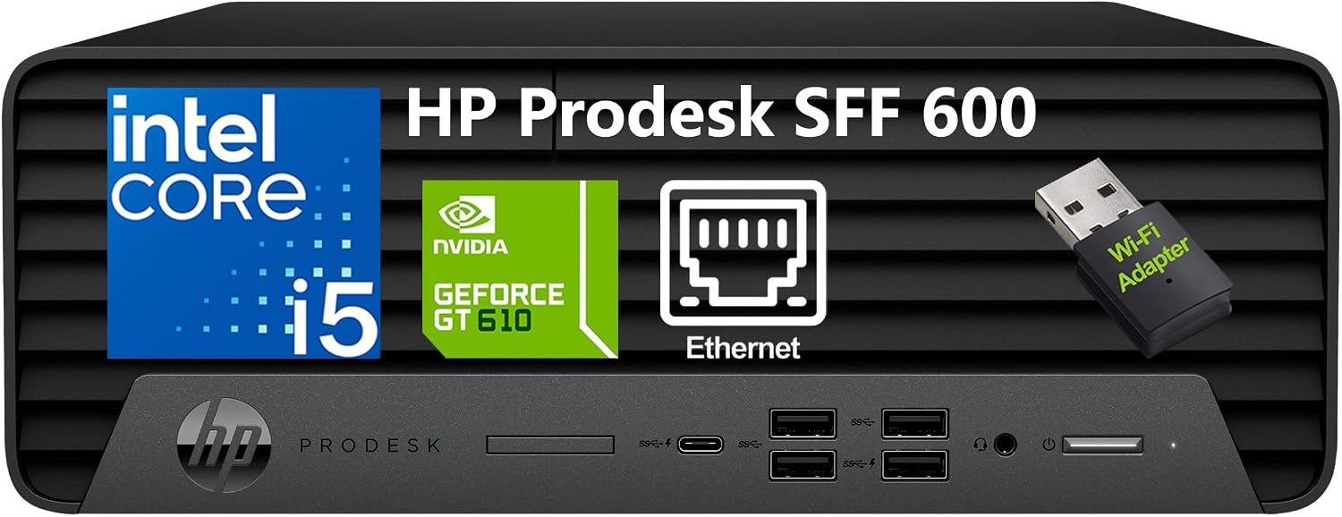HP Prodesk SFF 600 Business Desktop, Intel 6-Core i5, 16GB RAM, 512GB SSD