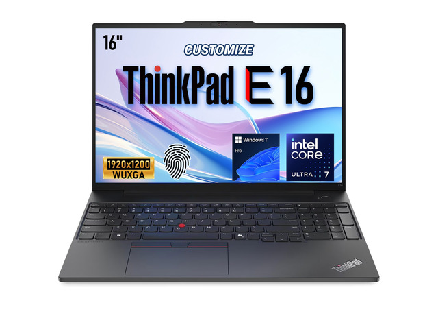 Lenovo ThinkPad E16 Gen 3 Business Laptop, 16" FHD+, Intel Core Ultra 7 255H, 32GB DDR5 RAM, 1TB SSD, Wi-Fi 6, Windows 11 Pro, Black