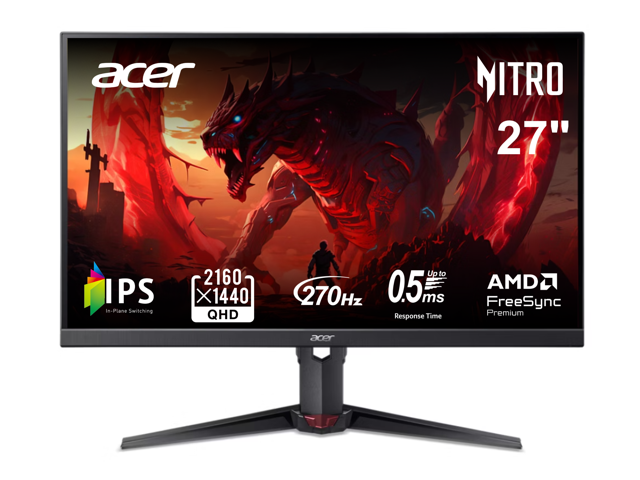 Acer Nitro 27 inch WQHD 2K 1440P 270hz IPS with AMD FreeSync Premium 0.5ms, sRGB 99%, Gaming Computer Monitor XV270U Z1bmiiprx