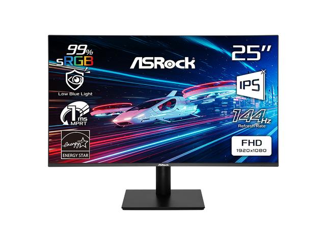 ASRock 24 inch (24.5" viewable) Full HD 144Hz IPS with AMD FreeSync Gaming Computer Monitor with VGA port CL25FFBE