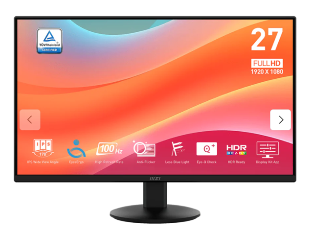 MSI 27 inch Full HD 100Hz IPS Adaptive Sync 1ms Computer Monitor for both work & casual gaming PRO MP272LE