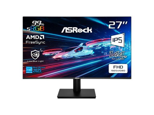ASRock Phantom Gaming 27 inch Full HD 144Hz IPS with AMD FreeSync (Adaptive Sync) 1ms Computer Monitor for both Work and Gaming CL27FFB