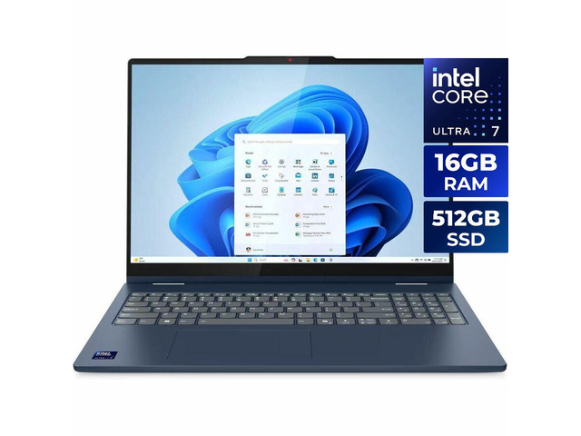 Lenovo IdeaPad 5i 83KS001MUS 16.0" Touchscreen 2-in-1 Laptop, Intel Core Ultra 7 255U, 16GB RAM, 512GB NVMe SSD, WUXGA 1920 x 1200